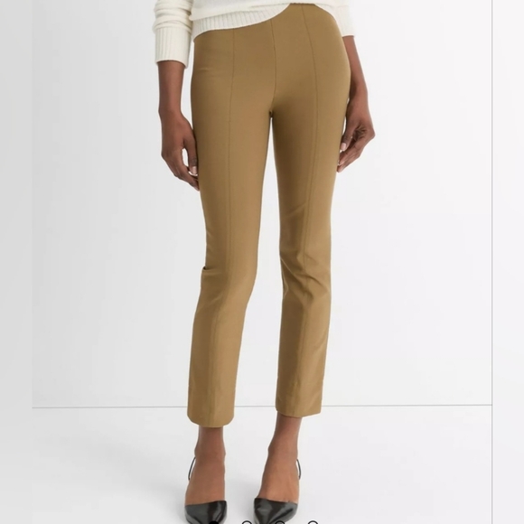 Vince Italian Cotton-Blend Stitch-Front Seam  Leggings Size XXS Oak Wood Hi Rise - Picture 1 of 12